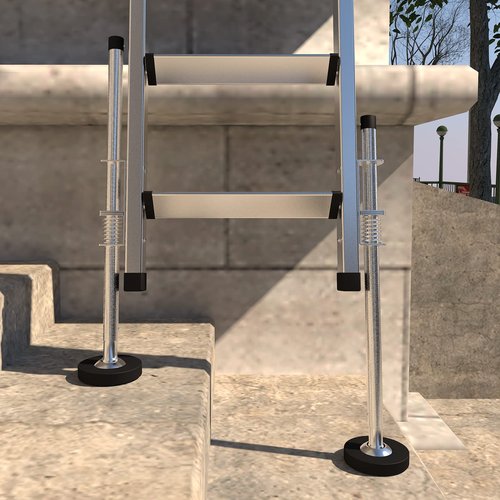 KARRYTON Ladder Levelers for Type II,I and IA Extension Ladders up to 32’,with Anti-Slip Threaded and Adjustable Extension Ladder Legs for Stairs and All Surfaces - Pair (Standard Version （20"）)