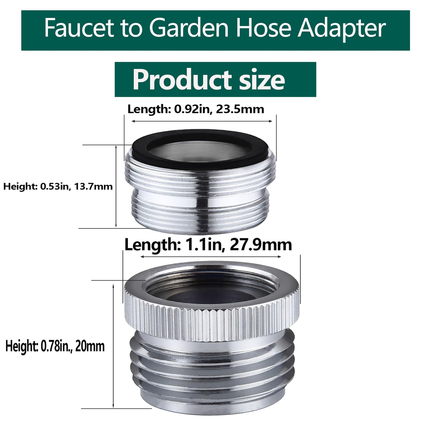 SNUTUYA Faucet Adapter with Aerator, Sink Faucet to Garden Hose Adapter, Faucet Adapter to Garden Hose for Kitchen and Bathroom, hose attachment to sink，3/4" GHT Thread Chrome.