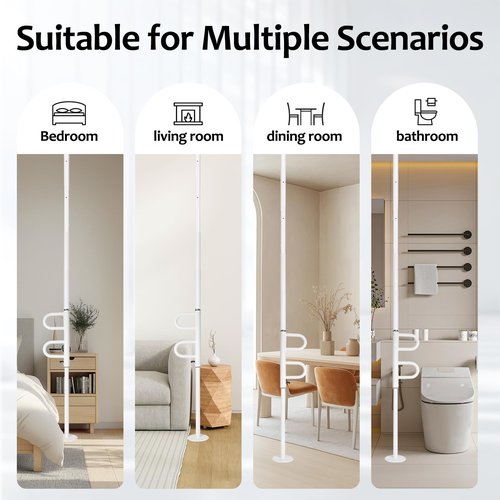 Floor-to-Ceiling Transfer Pole, 7-10 FT Adjustable, No-Drill Tension Mounted Design, Max 300 lbs Capacity, 360° Rotating Non-Slip Grip for Secure Assistance, Use in Bathrooms, Bedrooms & More