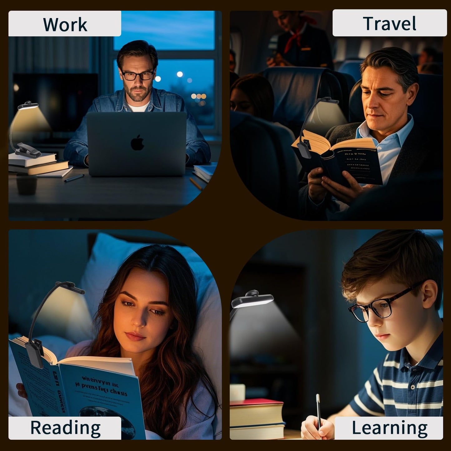 Bsdgeclogy 24 Led Rechargeable Book Light For Reading In Bed-Eye Caring 3 Color Temperatures,80 Hrs Runtime Lightweight Clip-On Lamp, Perfect For Kids, Book Lovers, And Student Gifts (Black, Rotating)