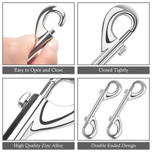 ERKOON Extra Large 4.7 inch Double Ended Bolt Snaps Hooks 220lbs Load Capacity Zinc Alloy Buckles for Cats Dogs Horses Heavy Duty Trigger Snap for Water Bucket/Horse Feed/Hammocks/Key Chain (5 Pack)