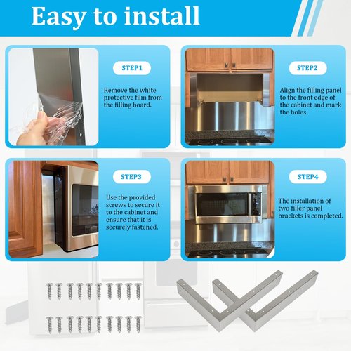 8171339 Microwave Filler Kit 15.75 L x 10.9 W x 3 H Gap Cover for Over-the-Range Ovens Anti-Rust & Durable Replaces Whirlpool GE LG Microwave Trim Kit