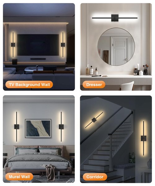 Abovizo 28.3" Battery Operated Wall Sconces Set of Two, 3 Color Dimmable, 15000mAh Rechargeable Wall Sconces Set of 2 with Remote Control, Wireless Wall Lights for Bedroom, Living Room, Hallway