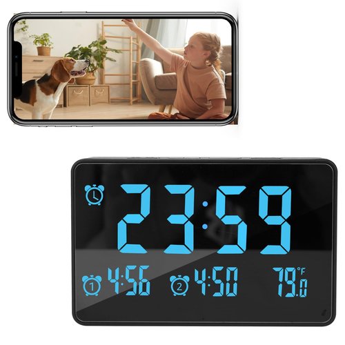 1080P WiFi Security Camera Clock - Indoor Nanny Cam with Motion Detection & Night Vision for Baby Monitoring and Pet Surveillance