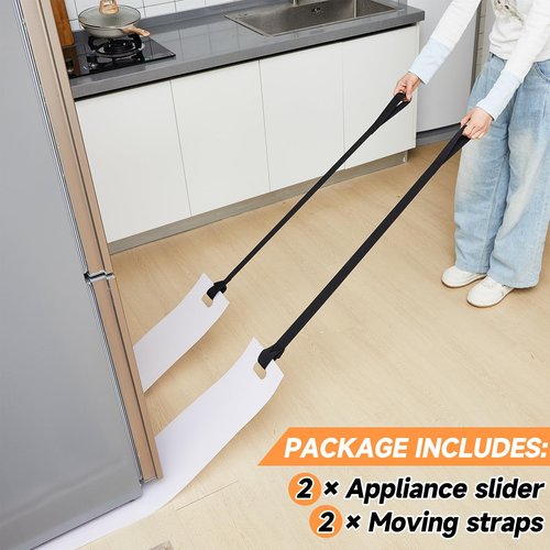 Soaoo 2 Set Appliance Slider with Pull Strap Appliance Mover with Handle Plastic Moving Furniture Gliders Heavy Duty Sliding Sheet for Tile Floors and Hardwood Floors, Glides Easily (8 x 60 Inch)