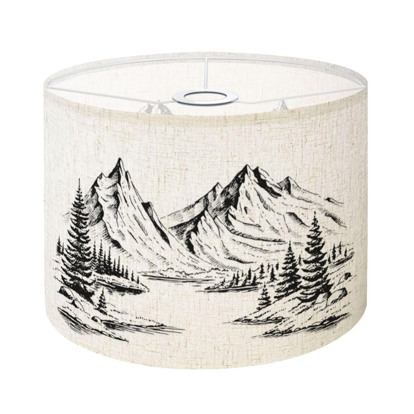 Lampshade 1 Pack Hand drawn nature mountains forest Drum Lampshades For Table Lamp Floor Lamps Replacement Lamp Shades Easy Assembly Required