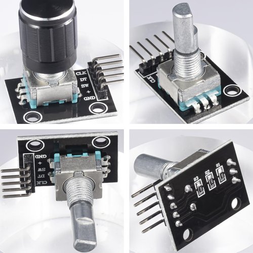 JTAREA KY-040 Rotary Encoder Module 360 Degree Switch Encoders with Knob Cap Brick Sensor Modules (Pack of 4pcs)