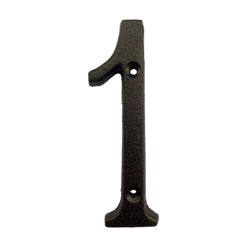 BetLight 5.5 Inch High Cast Iron House Number, Solid Home Address Numbers, Elegant Black Brown Finished, Easy Install With Matching Screws, Number 1