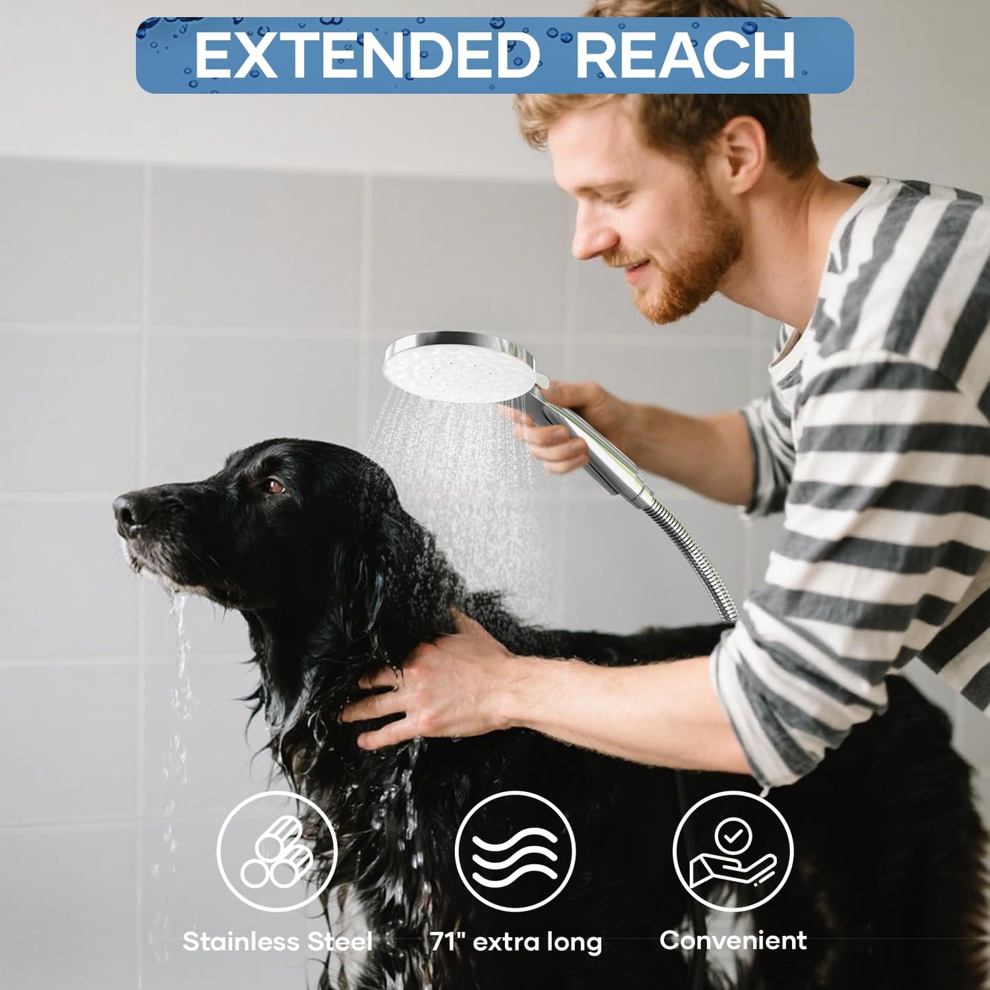 UltrTxenova Dual Shower Heads with Handheld Spray Combo, 8.6 Inch Pulsating Rain Shower Head, 6-Mode Hand Held Shower with Hose 6ft, 2-in -1 Luxury Shower System Chrome