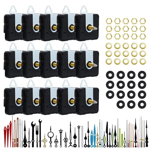 15 Pack Clock Mechanism Replacement Kit with 20 Pairs Clock Hands, Quartz Clock Movement Replacement, Clock Movement Motor Kit for Clock Repair, Replacement and Custom Clock