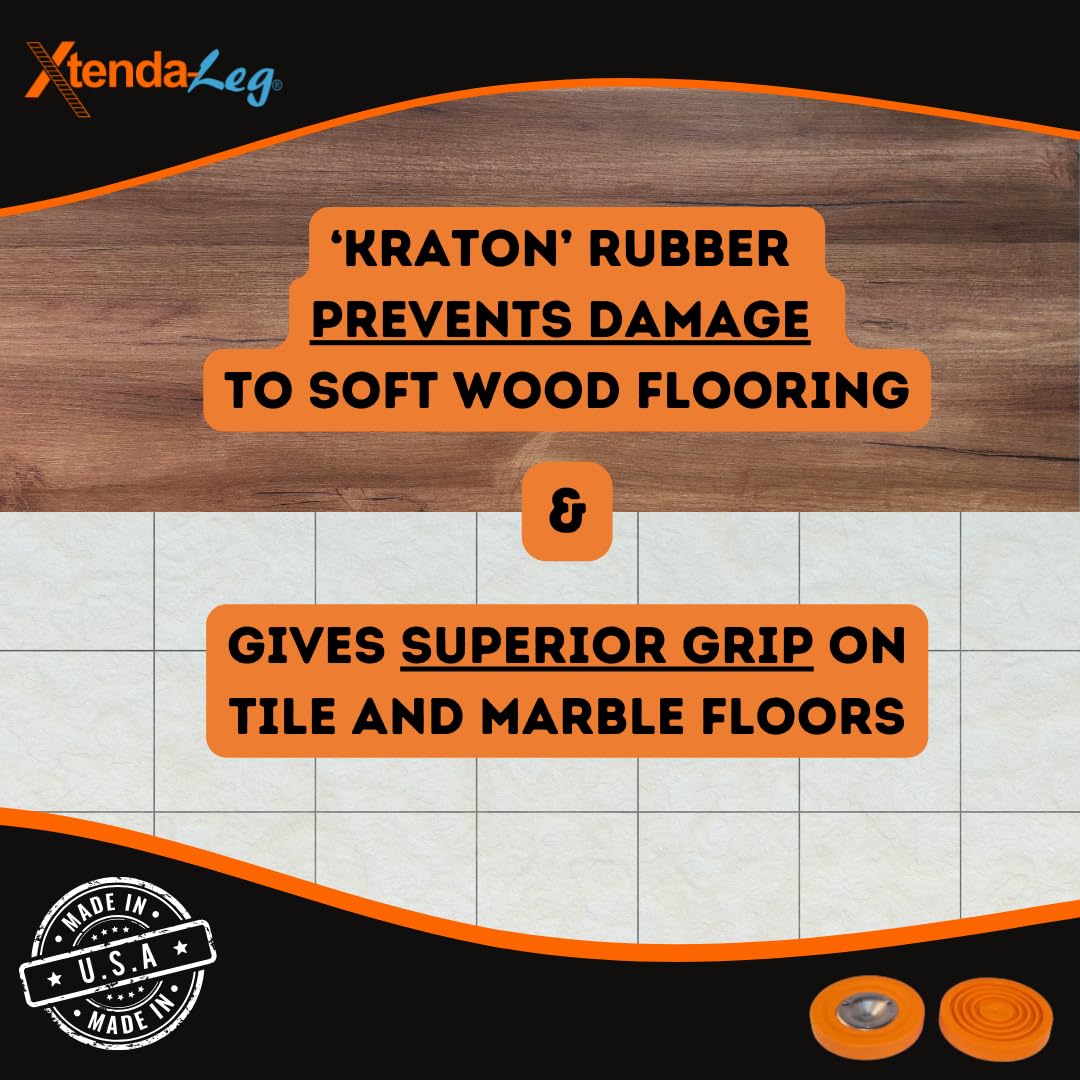 Xtenda-Leg® Ladder Leveler - Rubber Feet, Perfect for Extension Ladders, Stabilizer Attachments for Safe Use - Stable Platform for Uneven Ground - Easy Installation - OSHA Approved