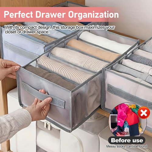 7 Grids Drawer Organizers, Folded Clothes Organizer for Closet, Clothing Storage Bins, Washable Foldable Drawer Clothes Compartment Storage Box