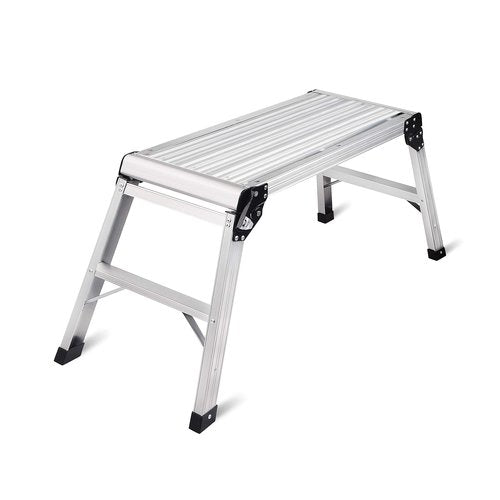 LEADALLWAY Work Platform Aluminum 30"x12"x20" Step Ladder Heavy Duty Foldable Aluminum Platform 330 Lbs Capacity