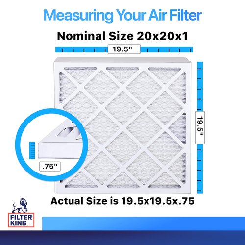 Filter King 20x20x1 Air Filter | 12-PACK | MERV 8 HVAC Pleated A/C Furnace Filters | MADE IN USA | Actual Size: 19.5 x 19.5 x .75"