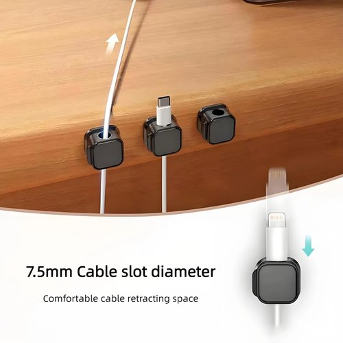 12Pcs Magnetic Cable Clips, Cable Management, Office Desk Accessories, Cord Organizer, Cable Smooth Adjustable,for Desk, Wall, Car, Home Office, Phone Cable Management (Black)