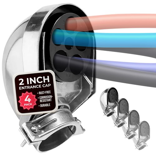 SELECT 4 Pack Lighting 2 Inch Service Entrance Cap, Weather-Resistant Die Cast Aluminum Entrance Heads with Bar Type Clamp, Rigid Conduit for Pulling Service Drop Conductors