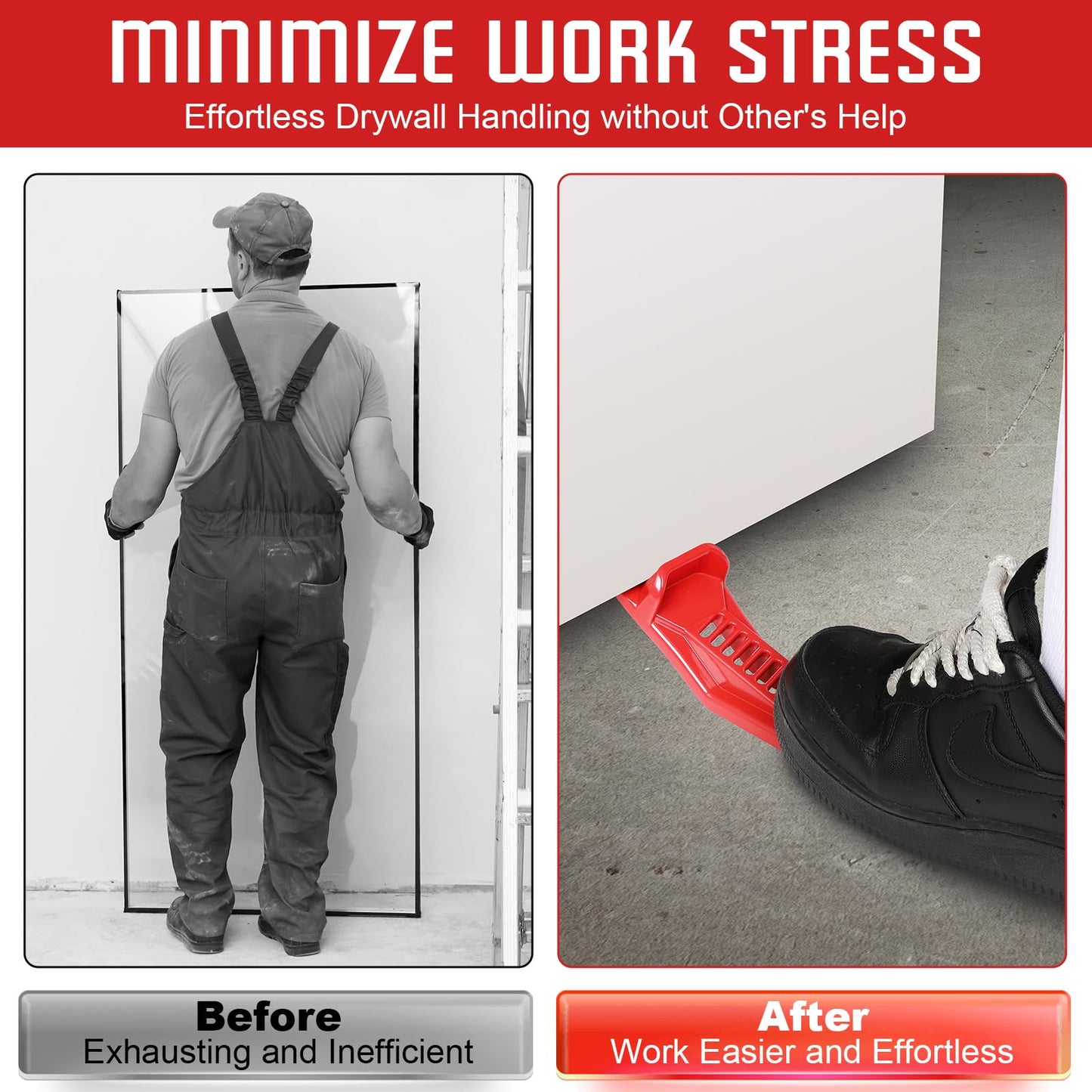 Dunkive 2 Pack Drywall Lift Tools, All Metal Sheetrock Lift with Built in Drywall Rasp & Bottle Opener, Multifunctional Foot Panel Lifter, Sheetrock Kicker for Wall Panels & Door Installation