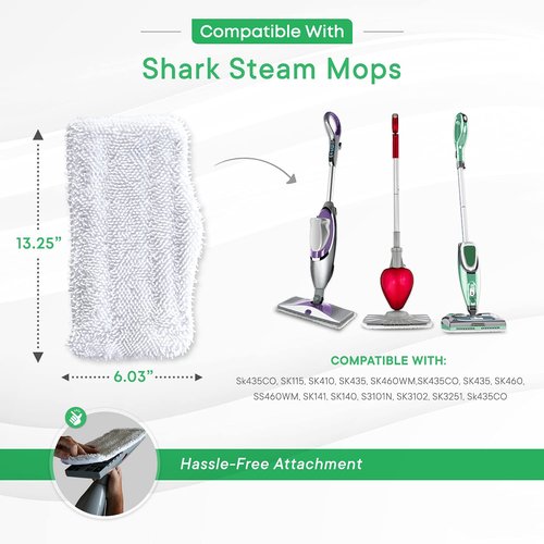 Turbo Microfiber 4-Pack Mop Pads for Shark Steam Mop SK Series & S Series - Shark Steam Replacement Pads