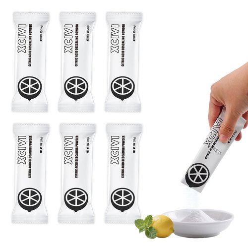 xcivi 6 Pack Household Ice Maker Descaling Powder Compatible with GE Profile Opal Ice Maker, Ice Machine Cleaner Maker Descaler, Helps Remove Hard Water and Mineral Buildup, Individually Packed