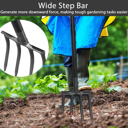 Oliynedy Pitch Fork for Hay, Metal Broadfork Garden Tools for Gardening Long Handle 45inch, Hay Manure Mulch Fork with 4 Gardening Claws for Compost, Horses, Shoveling and Sifting