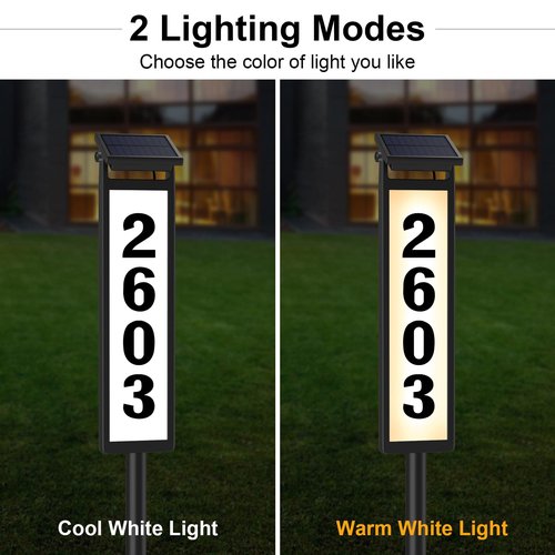 Solar Address Sign, House Numbers for Outside, Lighted Address Plaque Outdoor Waterproof, Illuminated LED Address Numbers for Yard Home
