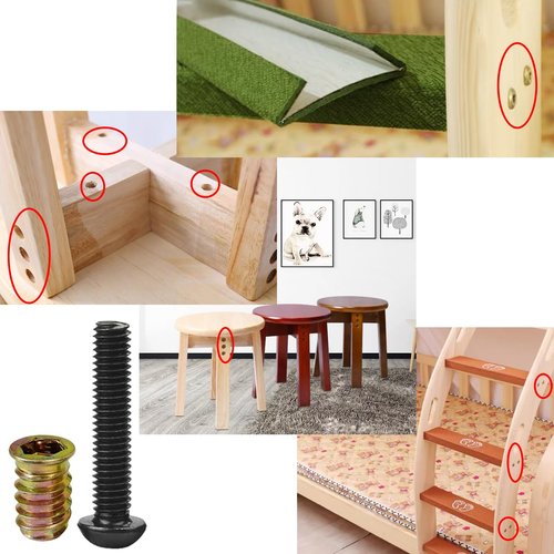 40 pcs 1/4"-20x15mm Wood Inserts+24 pcs 1/4"-20 x 3/4" Bolt+16 pcs 1/4"-20 x 1-1/4" Bolt with Twist Drill and 2 pcs Wrench,Furniture Fastenerr