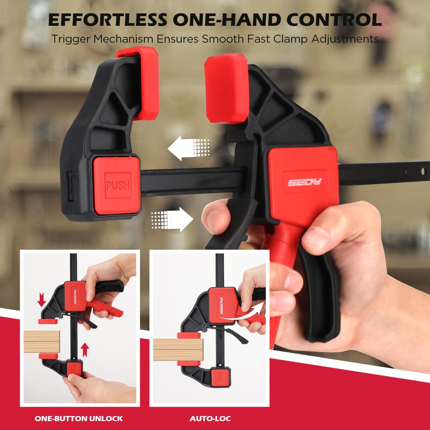 3-Piece 6 Inch Bar Clamps for Woodworking with Clamp Connector, 6" Quick-Release Wood Clamps with 150 LBS Load Limit, Trigger Clamp Set, One-Handed Clamps/Spreader Ideal for Woodworking DIY Projects