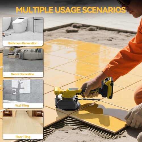 Tile Vibration Tool for Dewalt 20V Battery, Cordless Tile Vibration Leveling Machine, Tile Suction Cup Tool with Bubble Level Gauge, 5 Speed, Lock Design, for Floor Wall (Battery Not Included)