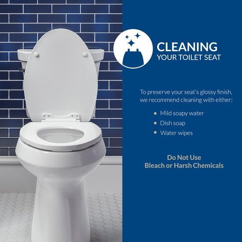 CHURCH Toilet Seat, Easy Clean Hinges Release for Deep Cleans, Durable Enameled Wood Seat, Elongated, White