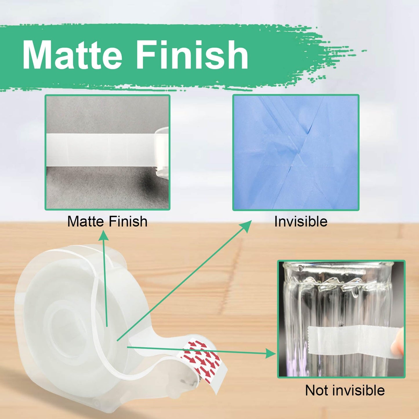 BeataTap Tape, Invisible Tape for Gift Wrapping, 6 Rolls+6 Refillable Dispensers, Matte Finish, Writable, 3/4″x 650″, Clear Tapes for Christmas Wrapping Paper, Office&School Supplies