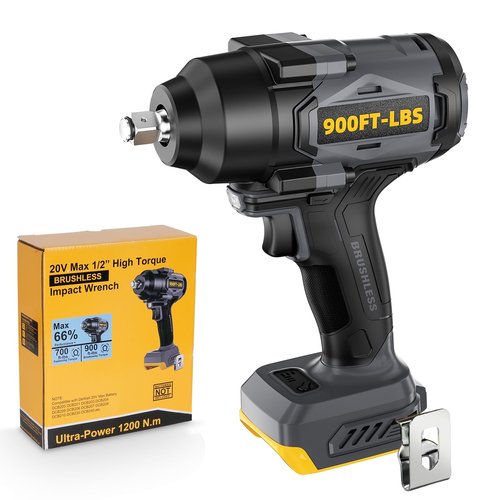 Neareen 900Ft-lbs(1200N.m) Cordless Impact Wrench 1/2” Brushless, Compatible with DeWAL 20V MAX Batteries, 3-Speed High Torque, Constant Torque Technology, Tool Only-Battery and Charger Not Included
