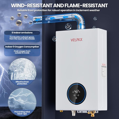 Propane Tankless Water Heater, 4.74GPM 18L Indoor,Constant propane water heater,Instant Hot Propane Gas water heater with Fahrenheit Digital Display,Multi-Protection