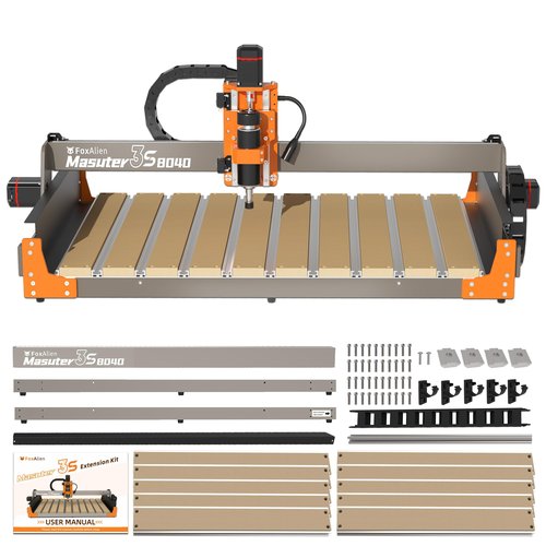 FoxAlien 3S 8040 X-axis Extension Kit with T-slot Hybrid Spoilboard for Masuter 3S CNC Router Machine, for Large Engraving Carving Projects (Extend X-axis to 800mm)