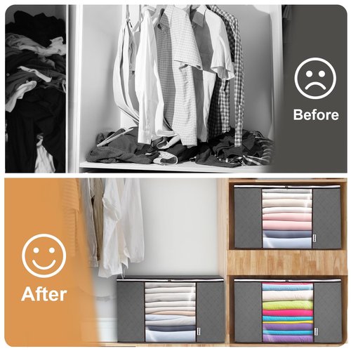 Hemikaki Non-Woven Clothes Storage Bag 90L - Large Capacity Dustproof Organizer with Clear Window for Seasonal Wardrobe