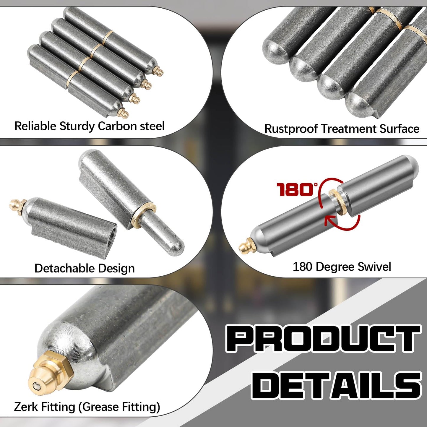 Zonon 5 Pcs 3 Inch BBQ Smoker Bullet Weld on Bullet Hinge Carbon Steel Weldable Barrel Hinges Heavy Duty Weld on Hinge Detachable Gate Door Hinge for Swing Door Trailer Ramp
