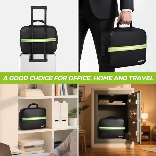 PAWBOSE Fireproof Document Bag with Lock, Upgraded Fireproof, Heat Insulated & Waterproof Box for Document,Portable Storage for Home and Travel, Suitable for Document and Laptop