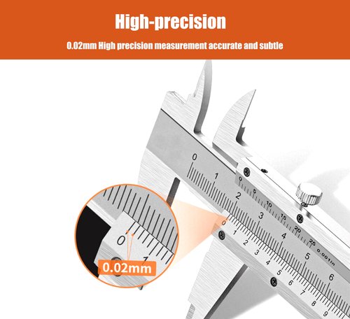 DelitonGude 6 inch Vernier Caliper,Stainless Steel Caliper Measuring Tool, 0-6inch/0-150mm Manual Micrometer, 0.001inch/0.02mm,for Inside,Outside,Depth and Step Measurements