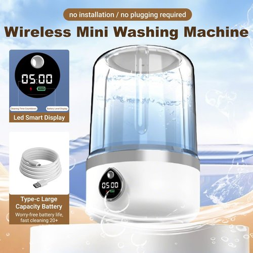 Portable Mini Washing Machine - 1.4L Deep Clean for Underwear, Baby Clothes | Lightweight Cordless Washer for Dorm, Apartment, Travel, Camping, Quiet & Energy-Efficient