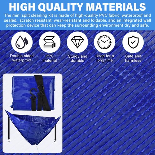 AQEENURA Mini Split Cleaning Kit 12PCS Waterproof Clean Bag Cover with Drain Outlet Pipe for 37-45in Wall Mounted Air Conditioner AC Unit Cover Cleaning Accessories
