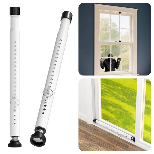 Sliding Door Security Bar, 2 Pack Child Safety Window Locks for Up and Down Windows/Horizontal Sliding Windows, 17-50 inch Adjustable Window Security Bars from Inside for Apartment, Patio