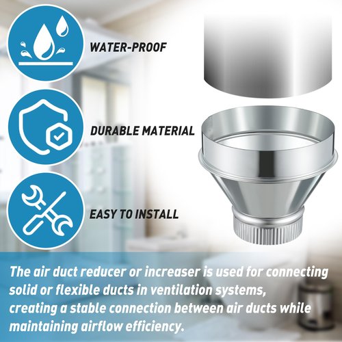 Otoolling 7 Inch to 4 Inch Duct Reducer Increaser Galvanized Steel Air Duct Adapter Round Crimped Pipe Connector Fitting Coupling for HVAC Ventilation Systems