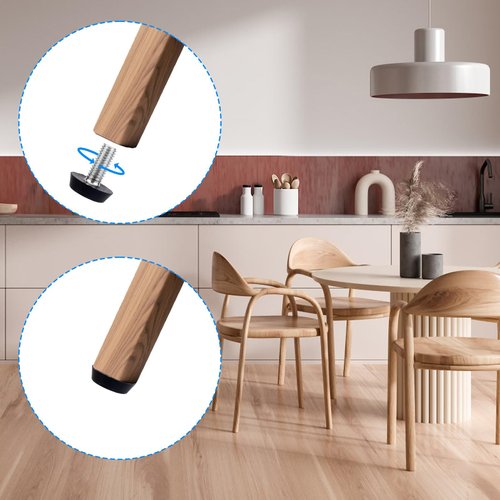BOXOB 16pcs 1/4-20" UNC Thread Adjustable Furniture Levelers, Threaded Anti-Slip Chair Leg Extender Plastic Iron Table Leveling Feet with 16pcs Screw-On Nuts for Tables Chairs Wooden Furniture