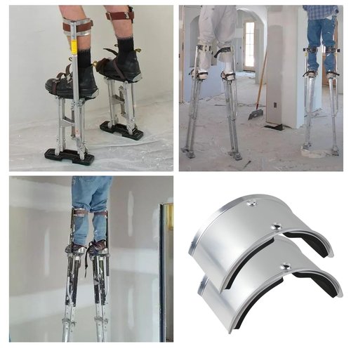 Geesatis 2Pcs Drywall Stilt Replacement Part,Aluminium Alloy Stilt Accessories Kit,Curved Plate for Fixed Legs for Plastering, Painting and Wiring