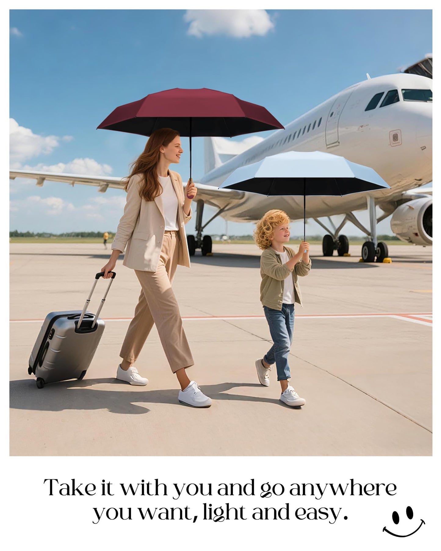 Seniny Mini Portable Travel Umbrella with Case - Compact Umbrellas for Rain & Sun UV Protection for Backpack Pocket, Lightweight Folding Small Umbrella, Tiny Purse Size UV Blocker for Kids Women Girls