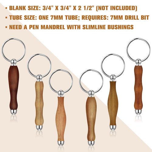 XunYee 12 Pcs WoodTurning Keychain Kit Woodturning Project Kit Wood Turning accessories Mandrel Woodturning keychain for Carpentry woodworker gift (Sliver)