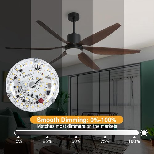 BeVisible N Glow 1 Pack 3.93'' Retrofit Light Kit for Ceiling Flush Ceiling Fan Light Replacement Panel PCB 18W 3000K 6000K 1900LM 120V Flicker-Free CRI90 Dimmable (White 6000K)