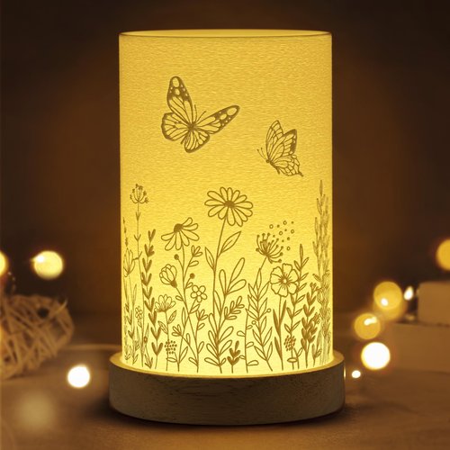 Afterprints Birthday Gifts for Mom 3D Printed Night Light, Mom Gifts from Daughter Son, Best Gift for Mother on Christmas, Thanksgiving, Table Lamp with Floral & Butterfly Design