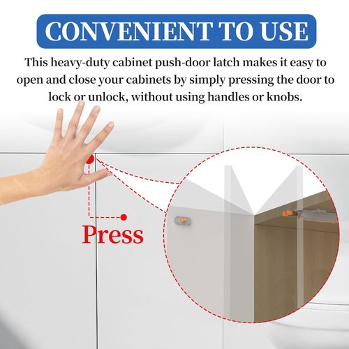 2 Pack Push to Open Cabinet Hardware, Push Latch for Hidden Door Push Release Drawer Pull Touch Lock Tip On RV Closet Close Strong Pop Out