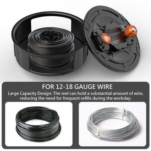 Lightweight Aluminum Tie Wire Reel Quick-Lock and Release Mechanism, Tie Wire Stripper Designed for 12-18 Gauge Wires. Dual-Sided Rewind Knob for Left or Right-Handed Operation