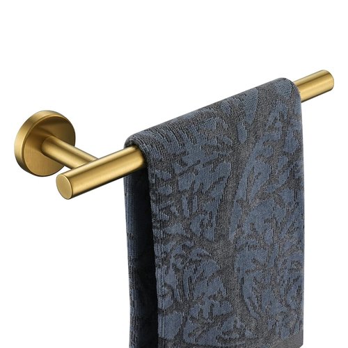 JQK Hand Towel Bar Gold, 10 Inch Thicken 0.8mm 304 Stainless Steel Bathroom Hand Towel Holder, 9 Inch Useable Length Wall Mount, Brushed Gold, THH110L9-BG